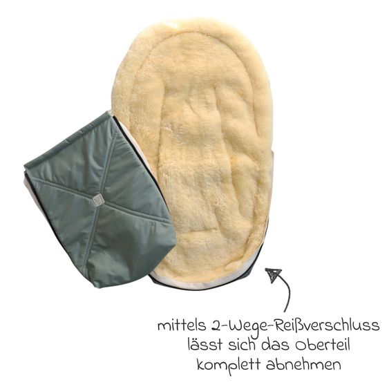 Kaiser Lammfell-Fußsack Emmy für Babyschalen & Babywannen - Salbei Green