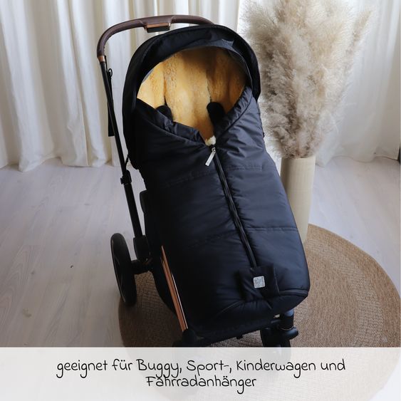 Kaiser Lammfell-Fußsack Iglu 2.0 für Buggy, Sport-, Kinderwagen & Fahrradanhänger - Black
