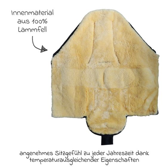 Kaiser Lammfell-Fußsack Iglu 2.0 für Buggy, Sport-, Kinderwagen & Fahrradanhänger - Black