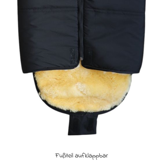 Kaiser Lammfell-Fußsack Iglu 2.0 für Buggy, Sport-, Kinderwagen & Fahrradanhänger - Black