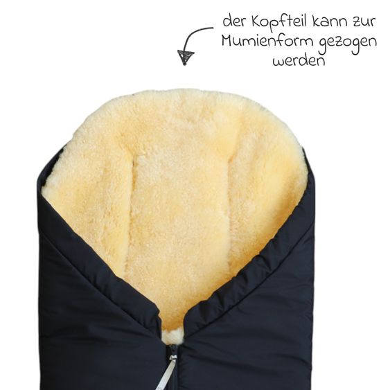 Kaiser Lammfell-Fußsack Iglu 2.0 für Buggy, Sport-, Kinderwagen & Fahrradanhänger - Black
