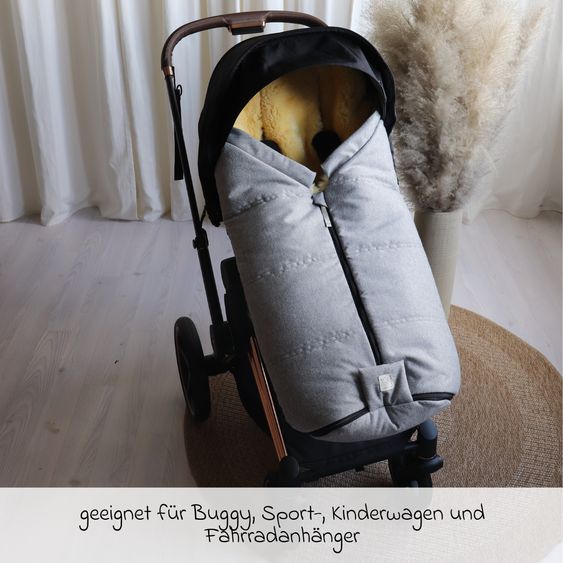 Kaiser Lammfell-Fußsack Iglu 2.0 für Buggy, Sport-, Kinderwagen & Fahrradanhänger - Light Grey Melange