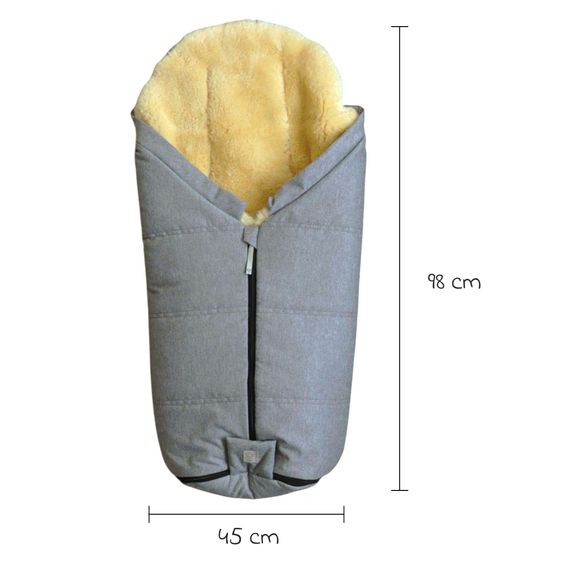 Kaiser Lammfell-Fußsack Iglu 2.0 für Buggy, Sport-, Kinderwagen & Fahrradanhänger - Light Grey Melange