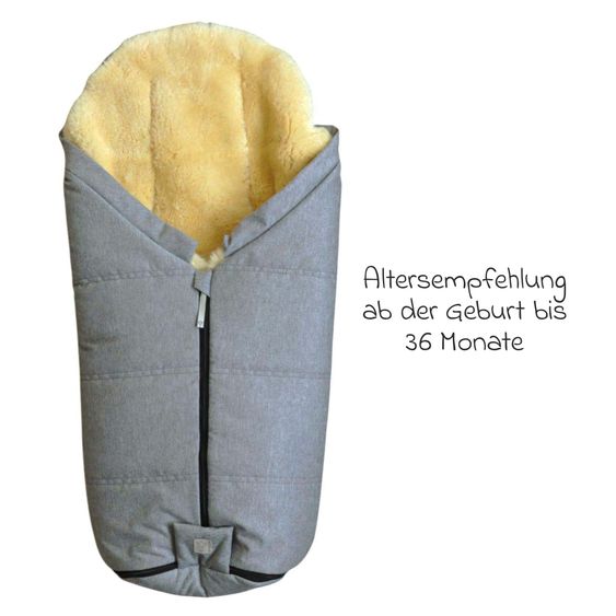 Kaiser Lammfell-Fußsack Iglu 2.0 für Buggy, Sport-, Kinderwagen & Fahrradanhänger - Light Grey Melange
