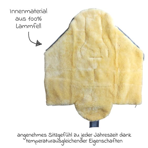 Kaiser Lammfell-Fußsack Iglu 2.0 für Buggy, Sport-, Kinderwagen & Fahrradanhänger - Light Grey Melange