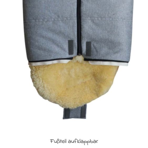 Kaiser Lammfell-Fußsack Iglu 2.0 für Buggy, Sport-, Kinderwagen & Fahrradanhänger - Light Grey Melange