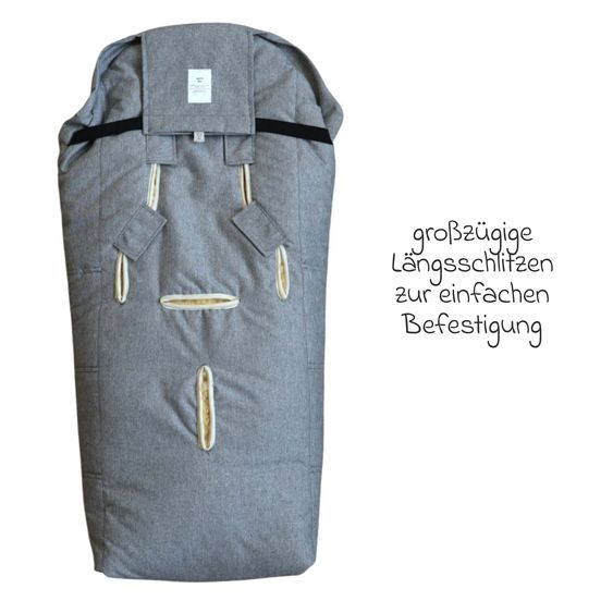 Kaiser Lammfell-Fußsack Iglu 2.0 für Buggy, Sport-, Kinderwagen & Fahrradanhänger - Light Grey Melange