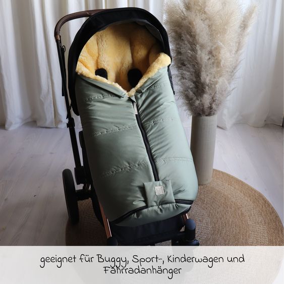 Kaiser Lammfell-Fußsack Iglu 2.0 für Buggy, Sport-, Kinderwagen & Fahrradanhänger - Salbei Green