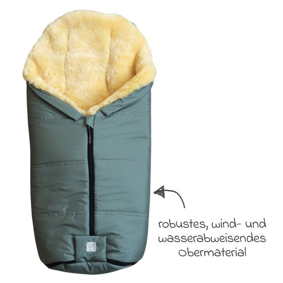 Kaiser Lammfell-Fußsack Iglu 2.0 für Buggy, Sport-, Kinderwagen & Fahrradanhänger - Salbei Green