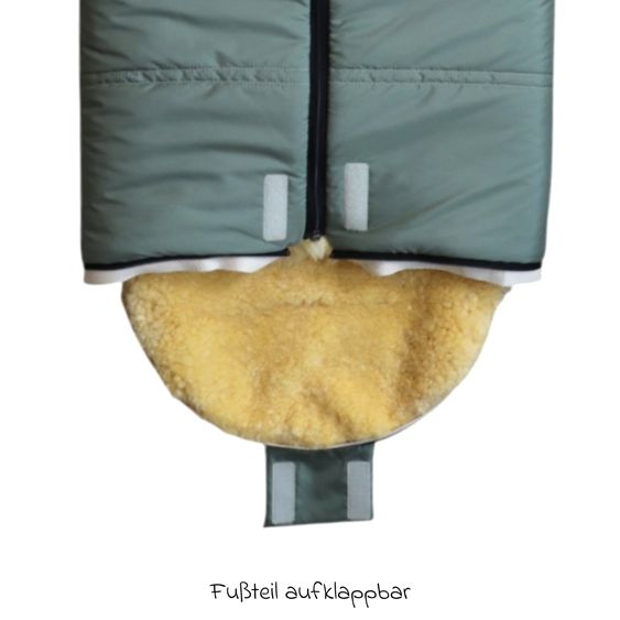 Kaiser Lammfell-Fußsack Iglu 2.0 für Buggy, Sport-, Kinderwagen & Fahrradanhänger - Salbei Green