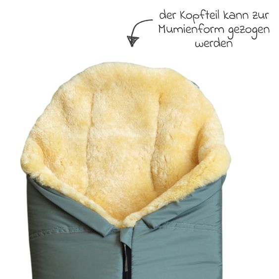 Kaiser Lammfell-Fußsack Iglu 2.0 für Buggy, Sport-, Kinderwagen & Fahrradanhänger - Salbei Green