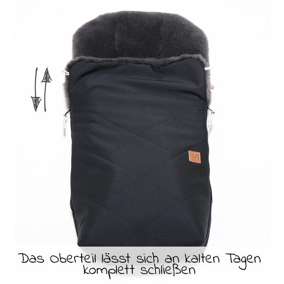 Kaiser Lammfell-Fußsack Natura Graphit - Schwarz