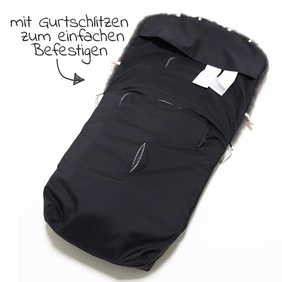 Kaiser Lammfell-Fußsack Natura Graphit - Schwarz