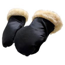 Lambskin Gloves Stroller Mitt - Black