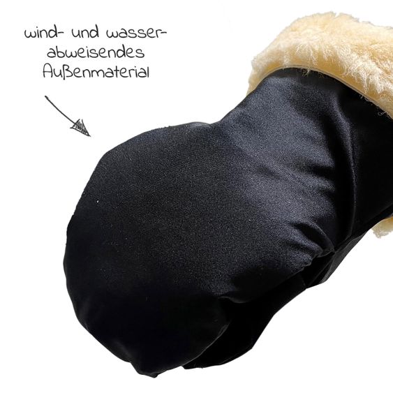 Kaiser Lammfell-Handschuhe Stroller Mitt - Schwarz