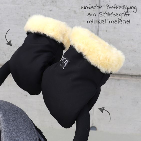 Kaiser Lammfell-Handschuhe Stroller Mitt - Schwarz