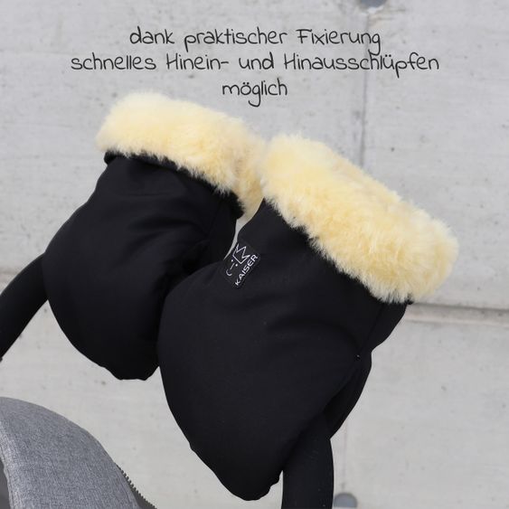 Kaiser Lammfell-Handschuhe Stroller Mitt - Schwarz