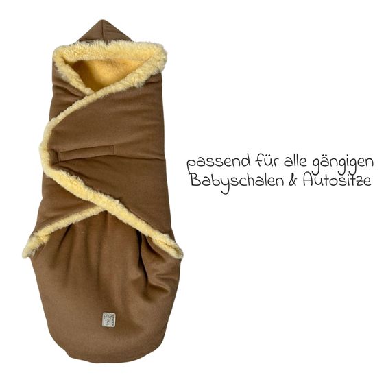 Kaiser Lammfell/Loden-Einschlagdecke Madam Wool für Babyschalen & Babywannen - Burro