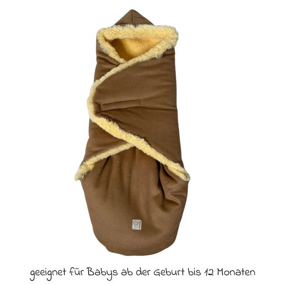 Kaiser Lammfell/Loden-Einschlagdecke Madam Wool für Babyschalen & Babywannen - Burro