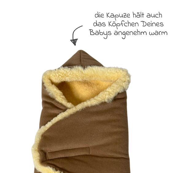 Kaiser Lammfell/Loden-Einschlagdecke Madam Wool für Babyschalen & Babywannen - Burro