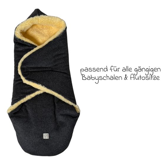 Kaiser Coperta avvolgente in lana d'agnello/loden Madam Wool per Seggiolino auto per neonati & Culle per neonati - Grigio scuro
