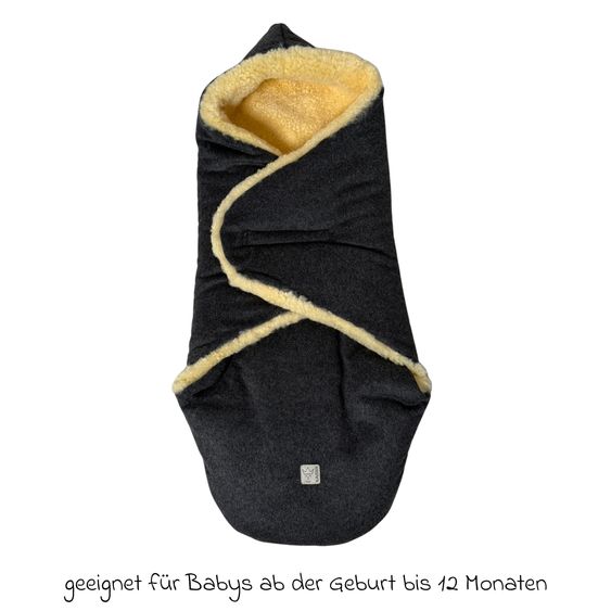 Kaiser Coperta avvolgente in lana d'agnello/loden Madam Wool per Seggiolino auto per neonati & Culle per neonati - Grigio scuro