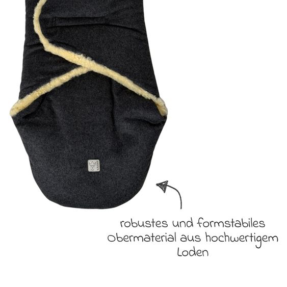 Kaiser Coperta avvolgente in lana d'agnello/loden Madam Wool per Seggiolino auto per neonati & Culle per neonati - Grigio scuro