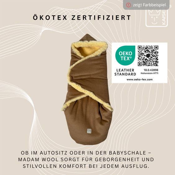 Kaiser Coperta avvolgente in lana d'agnello/loden Madam Wool per Seggiolino auto per neonati & Culle per neonati - Grigio