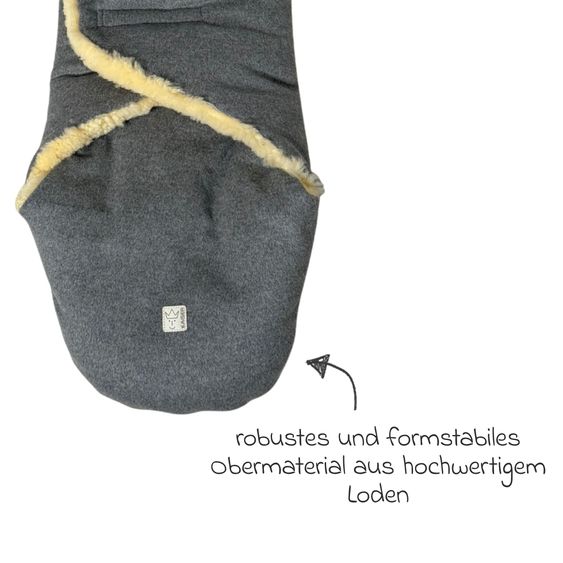 Kaiser Coperta avvolgente in lana d'agnello/loden Madam Wool per Seggiolino auto per neonati & Culle per neonati - Grigio