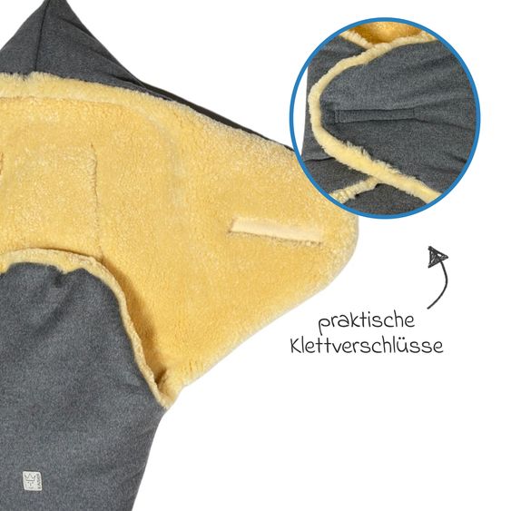 Kaiser Coperta avvolgente in lana d'agnello/loden Madam Wool per Seggiolino auto per neonati & Culle per neonati - Grigio