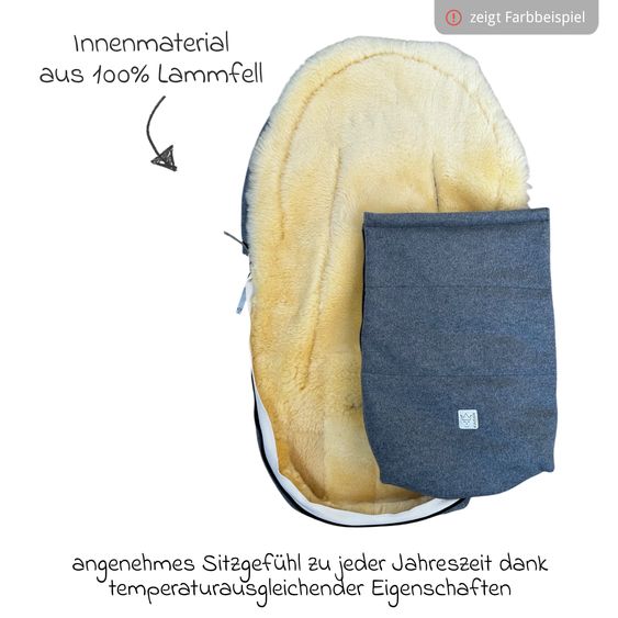 Kaiser Sacco a Pelo in Lana d’Agnello/Loden Emilia per Seggiolino auto per neonati & Vaschetta per neonati - Grigio scuro