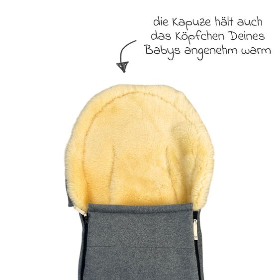 Kaiser Sacco a Pelo in Lana d’Agnello/Loden Emilia per Seggiolino auto per neonati & Vaschetta per neonati - Grigio