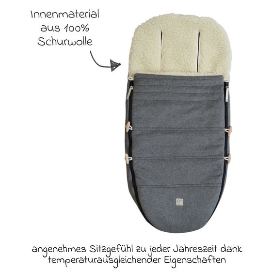 Kaiser Lammfell/Loden-Fußsack Woolma für Buggy, Sport- & Kinderwagen - Grey
