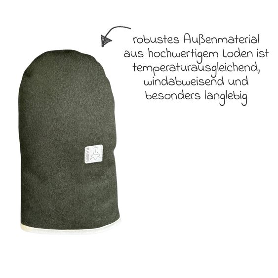 Kaiser Lammfell/Loden-Handschuh Lotty für Buggy, Sport-,Kinderwagen & Fahrradanhänger - Green