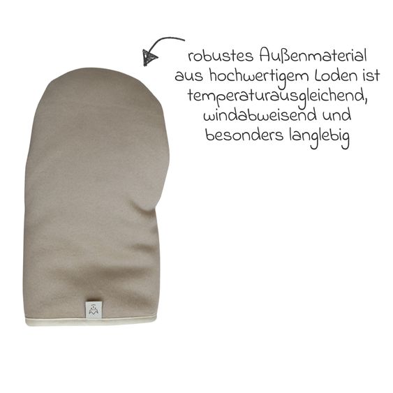 Kaiser Lammfell/Loden-Handschuh Lotty für Buggy, Sport-,Kinderwagen & Fahrradanhänger - Moonlight