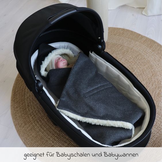 Kaiser Loden-Einschlagdecke Zottel für Babyschale und Babywannen - Dark Grey