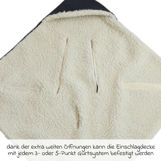Kaiser Loden-Einschlagdecke Zottel für Babyschale und Babywannen - Dark Grey