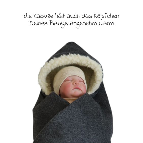 Kaiser Loden-Einschlagdecke Zottel für Babyschale und Babywannen - Dark Grey