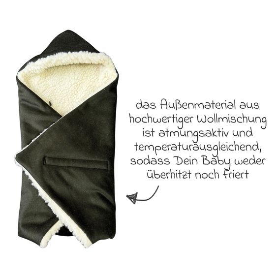 Kaiser Loden-Einschlagdecke Zottel für Babyschale und Babywannen - Green