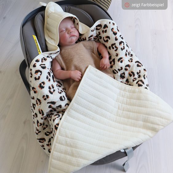Kaiser Coperta avvolgente in mussola / Asciugamano con cappuccio Tom per Seggiolino auto per neonati & Navicelle - Leo Caribou
