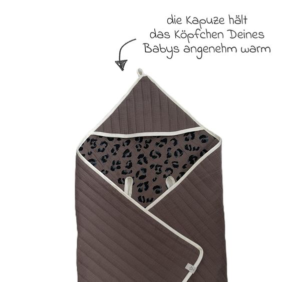 Kaiser Coperta avvolgente in mussola / Asciugamano con cappuccio Tom per Seggiolino auto per neonati & Navicelle - Leo Caribou