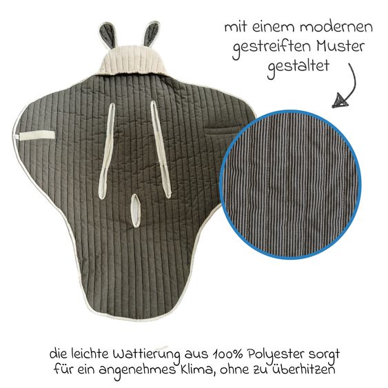 Kaiser Copertina avvolgente in mussola Mouse per Seggiolino auto per neonati & Navicelle - Sand Stripes