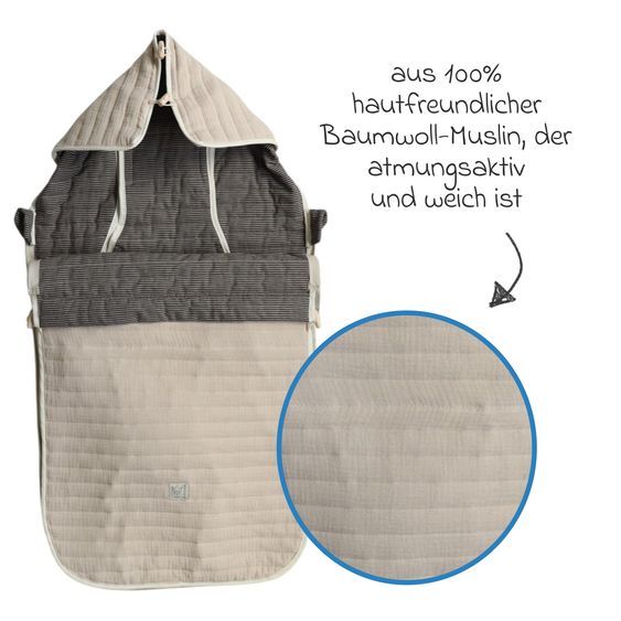 Kaiser Muslin-Sommerfußsack Windy für Buggy, Sport-& Kinderwagen - Sand Stripes