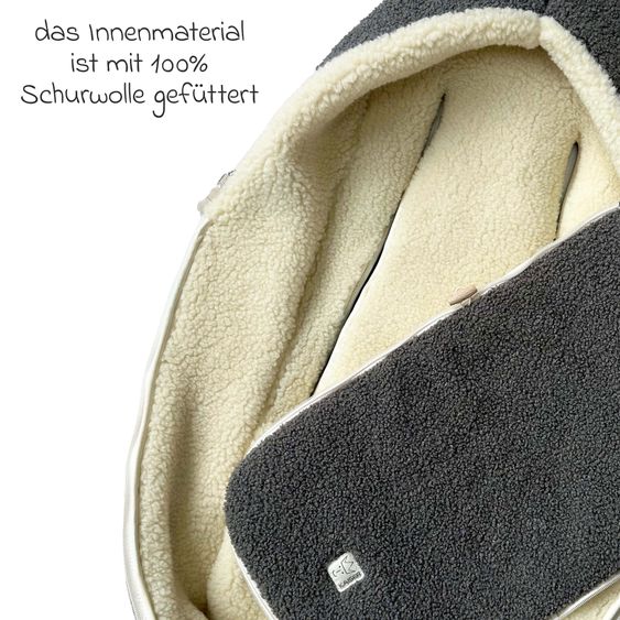 Kaiser Schurwolle-Fußsack Hukky für Babyschalen & Babywannen - Grey