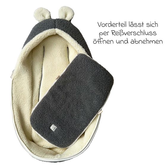 Kaiser Schurwolle-Fußsack Hukky für Babyschalen & Babywannen - Grey