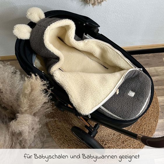 Kaiser Schurwolle-Fußsack Hukky für Babyschalen & Babywannen - Grey