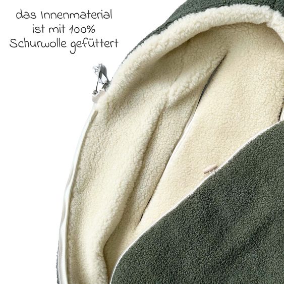 Kaiser Virgin wool footmuff Hukky for infant carriers & carrycots - Mineral Green