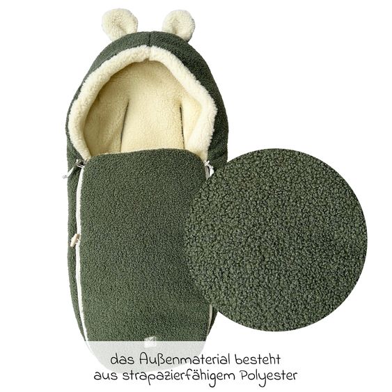 Kaiser Virgin wool footmuff Hukky for infant carriers & carrycots - Mineral Green