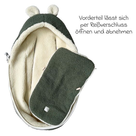 Kaiser Schurwolle-Fußsack Hukky für Babyschalen & Babywannen - Mineral Green