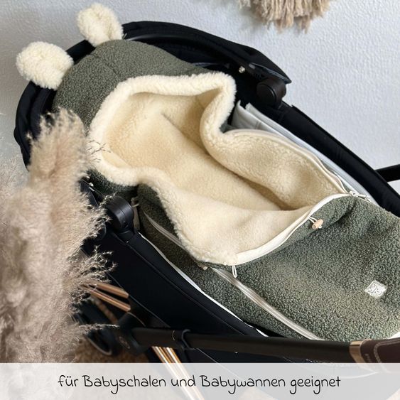 Kaiser Schurwolle-Fußsack Hukky für Babyschalen & Babywannen - Mineral Green